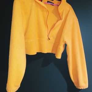 Lands end Cropped yellow half zip